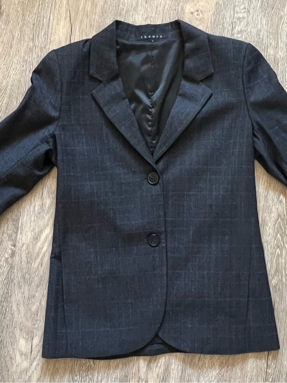 Theory Charcoal Gray Two-Button Tailored Blazer
